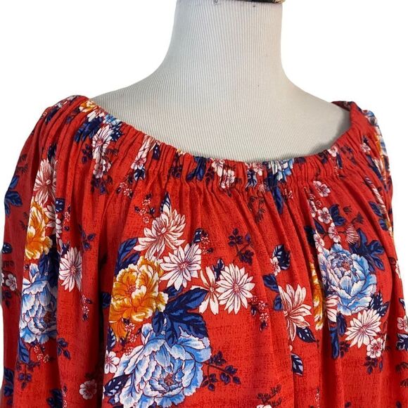 Forever 21 Allover Floral Off Shoulder Blouse 3/4 Sleeve - Picture 4 of 9
